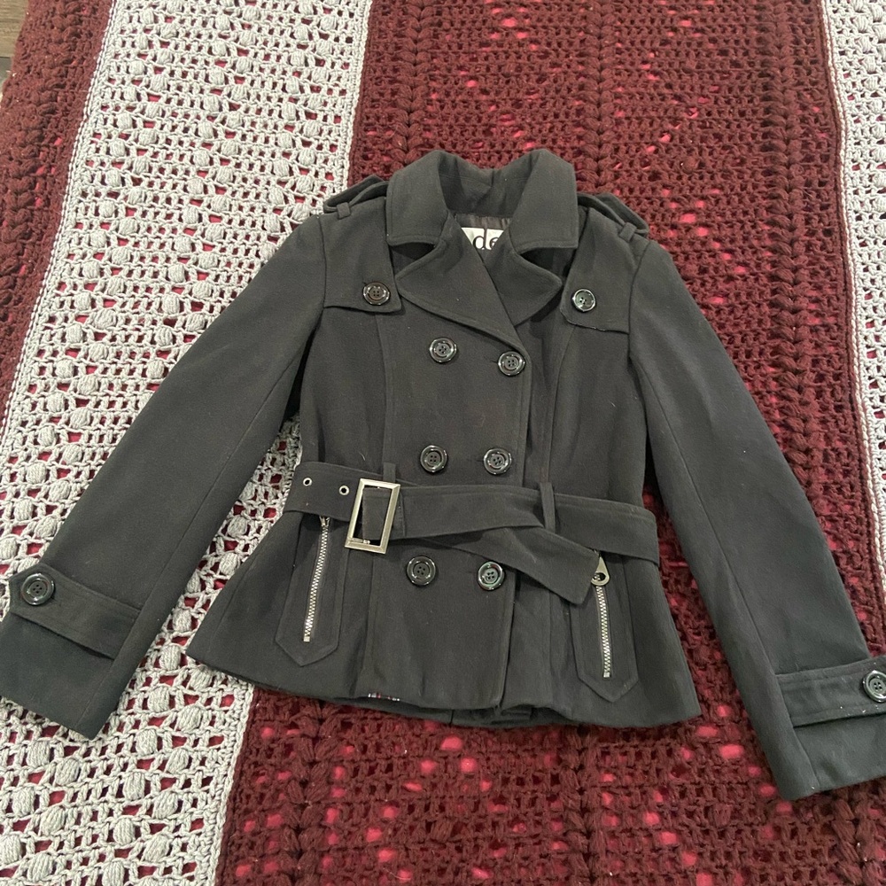 Deb Black Double-Breasted Trench Coat